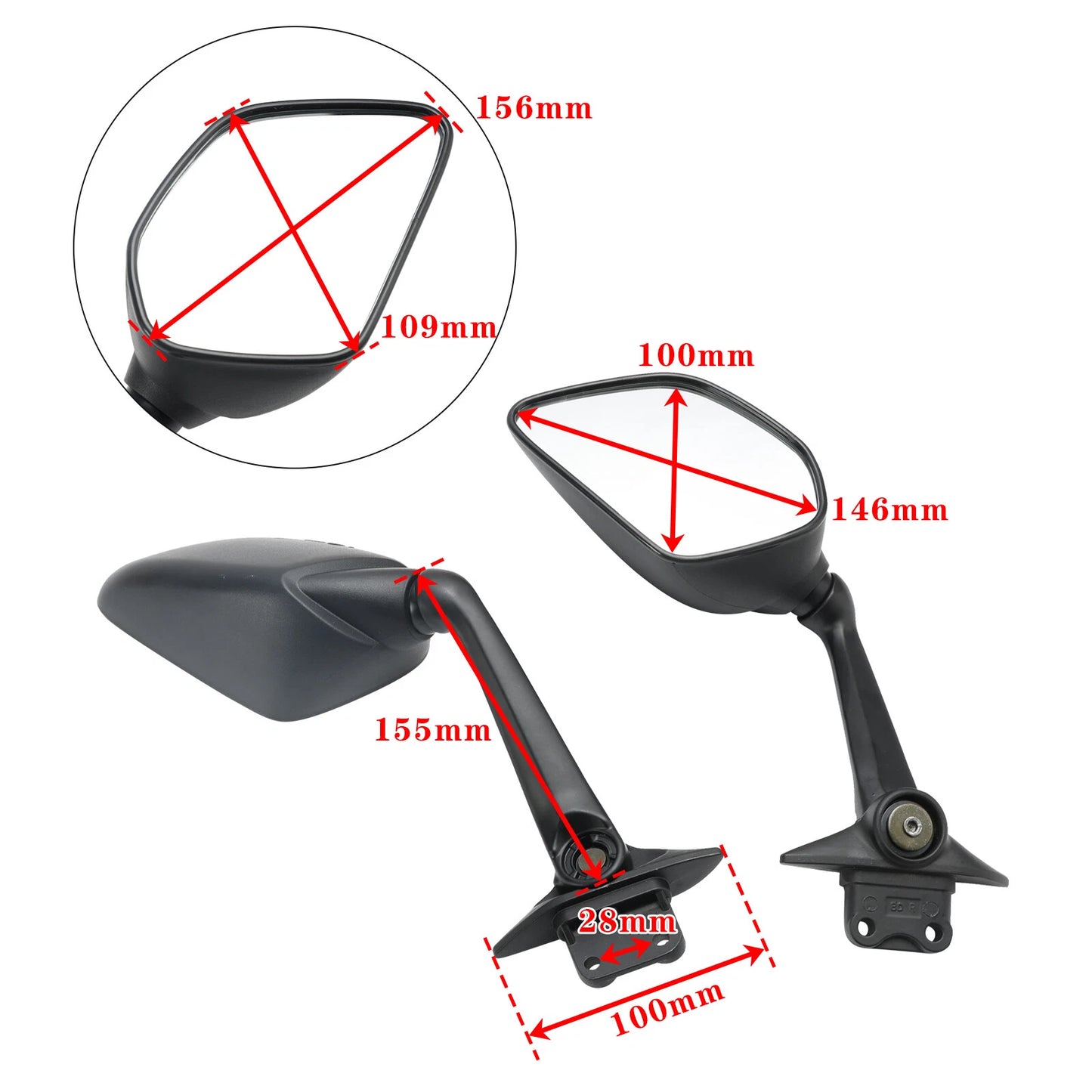 Rear View Mirrors Pair for Yamaha XP 530 T-Max (2017-2019)