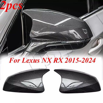 1 Pair Carbon Fiber Side Mirror Cap Cover Trim for Lexus NX RX (2015–2024)