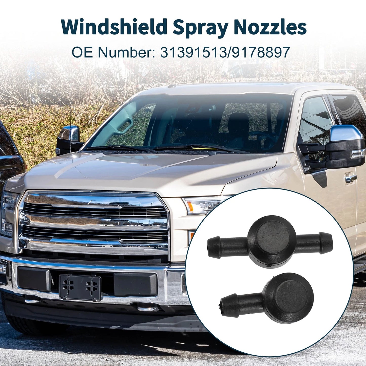 Windshield Washer Nozzle & Gasket, Fluid Hose for Ford F250 F350 F450 (2000-2023)