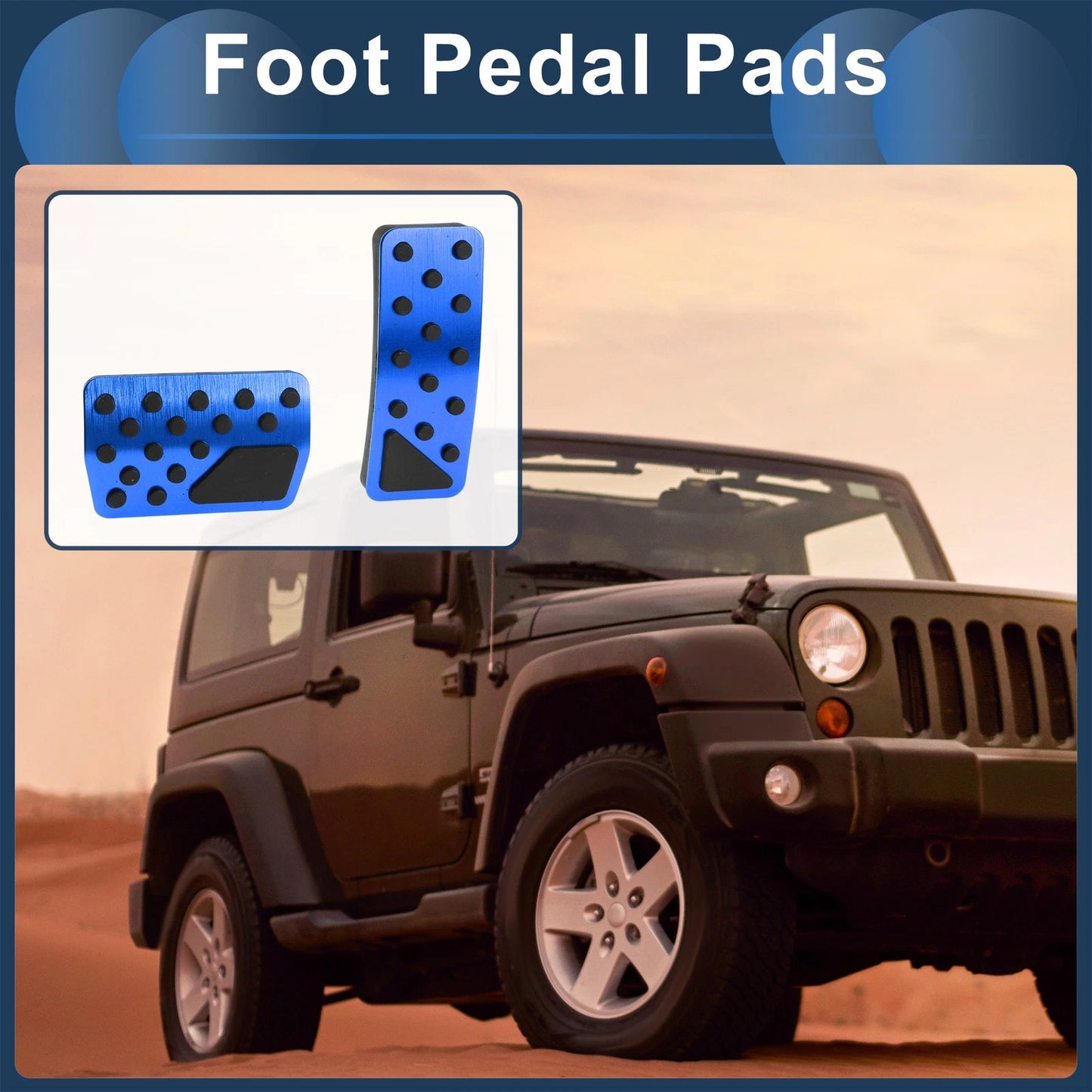 Automatic Foot Accelerator Pedal Covers 2 x for Jeep Wrangler (2018-2024) Blue