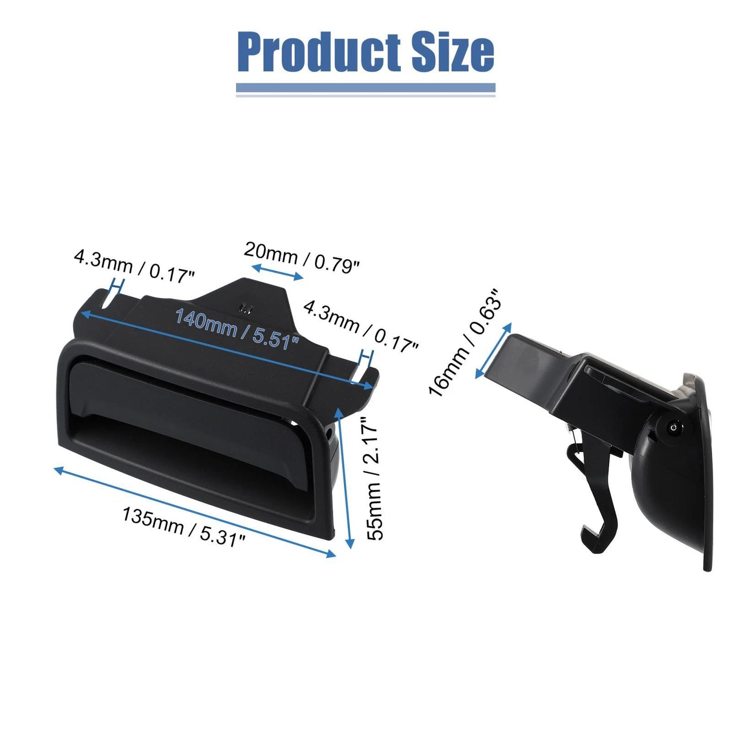 Center Console Cover Lock Armrest Lid Catch Plastic for GMC Bright Black