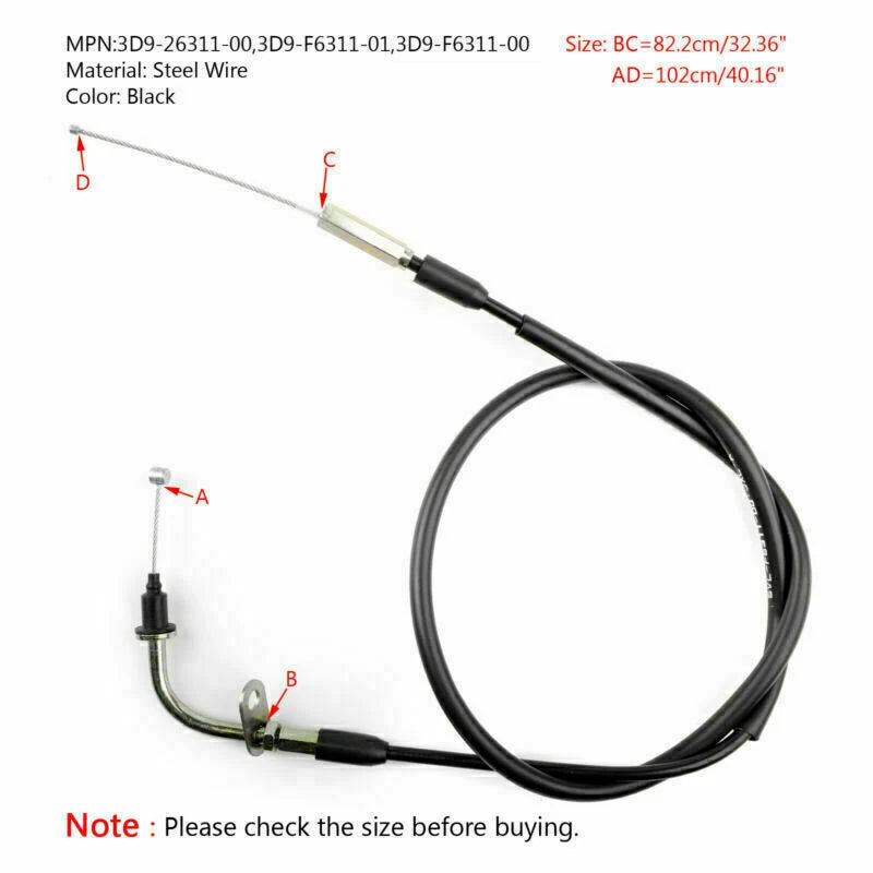 Throttle Cable Set 2 x Push/Pull for Yamaha YBR125 YBR125ED (2005-2009)