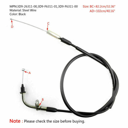 Throttle Cable Set 2 x Push/Pull for Yamaha YBR125 YBR125ED (2005-2009)