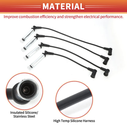 4 x Spark Plug Wire Ignition Coil Cables for Ford Fiesta V (2001-2010)