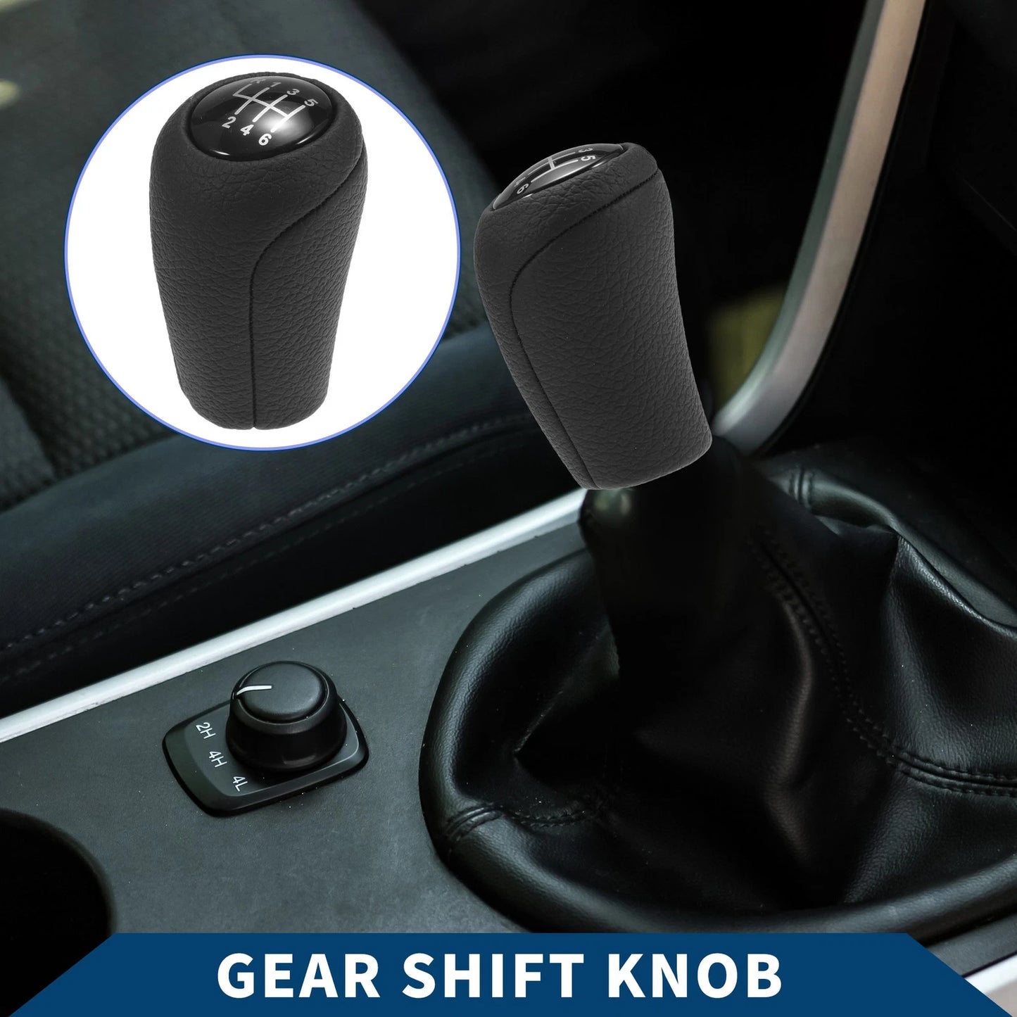 6 Speed Manual Gear Shift Knob for Mazda 3 (2010-2013) Black Faux Leather