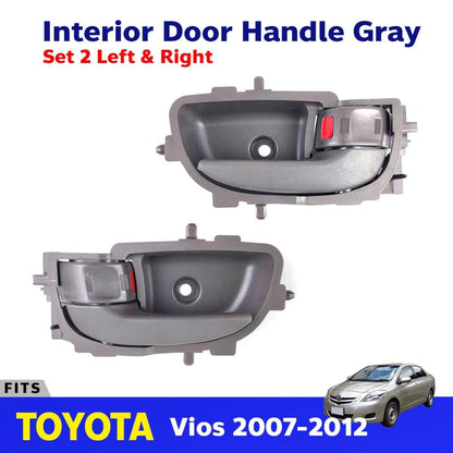 Interior Door Handle Gray Pair L+R Fits Toyota Vios Yaris 4D Sedan 2007-12 D06