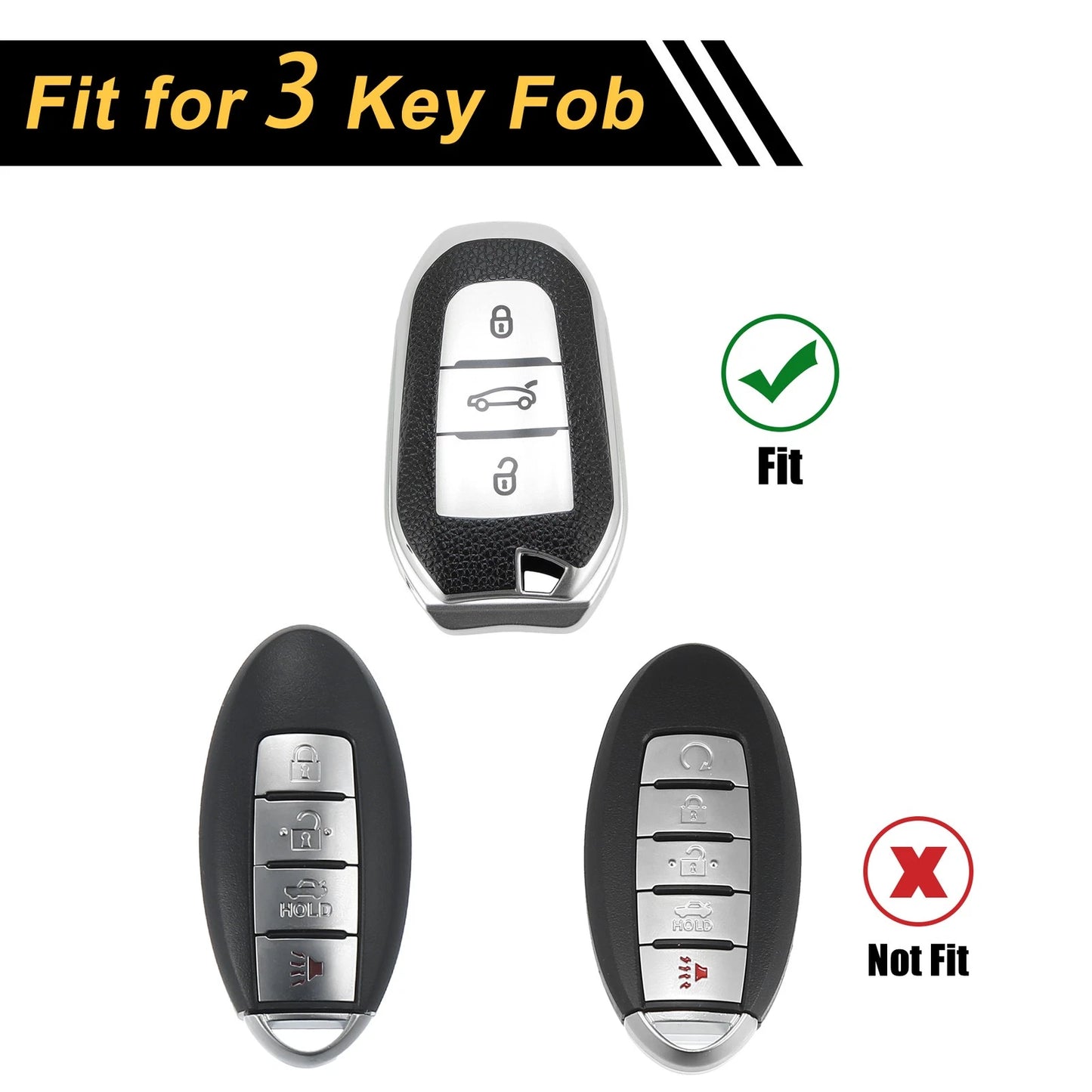Silver TPU Key Fob Shell Cover Case for Peugeot 308 (2007-2014)