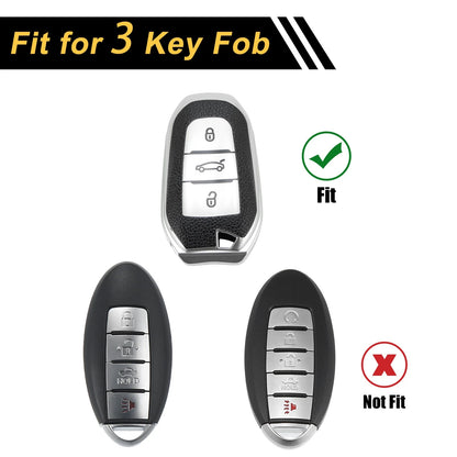 Silver TPU Key Fob Shell Cover Case for Peugeot 308 (2007-2014)
