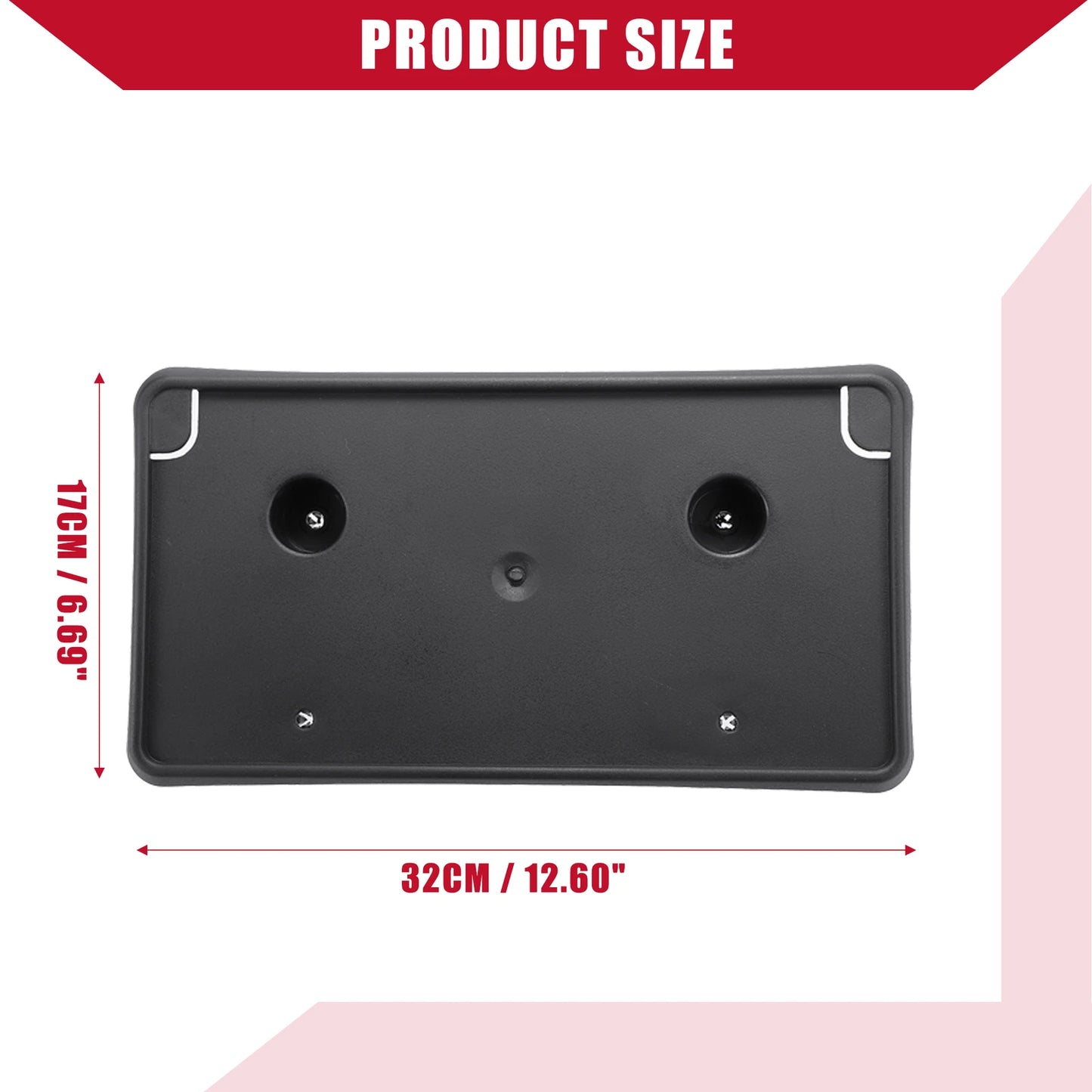 Plastic Black License Plate Frame Bracket for Dodge Ram (2013-2022)