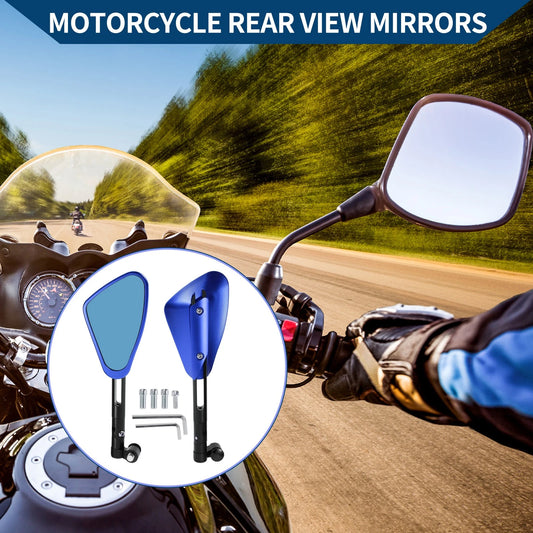 M8/M10 1 Rear View Mirrors Black Blue for Motorcycle