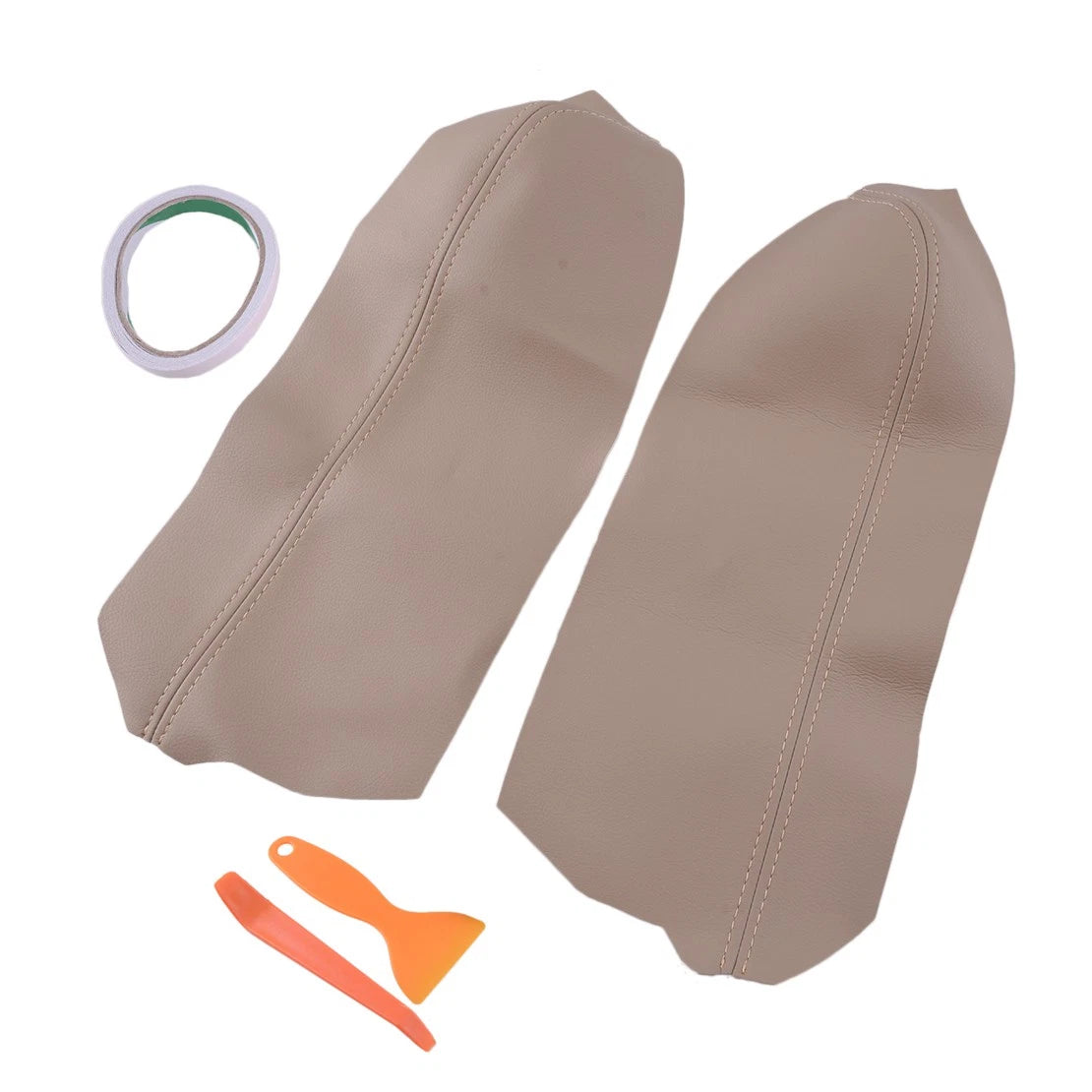 Beige Tan Leather Door Panels Armrest Covers for Toyota Prius (2004-2009)