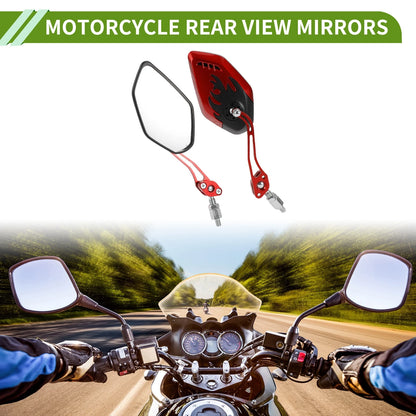 Mirror / M8/M10 / Rear View Mirror Polygonal Black Red Alloy for Motorcycle