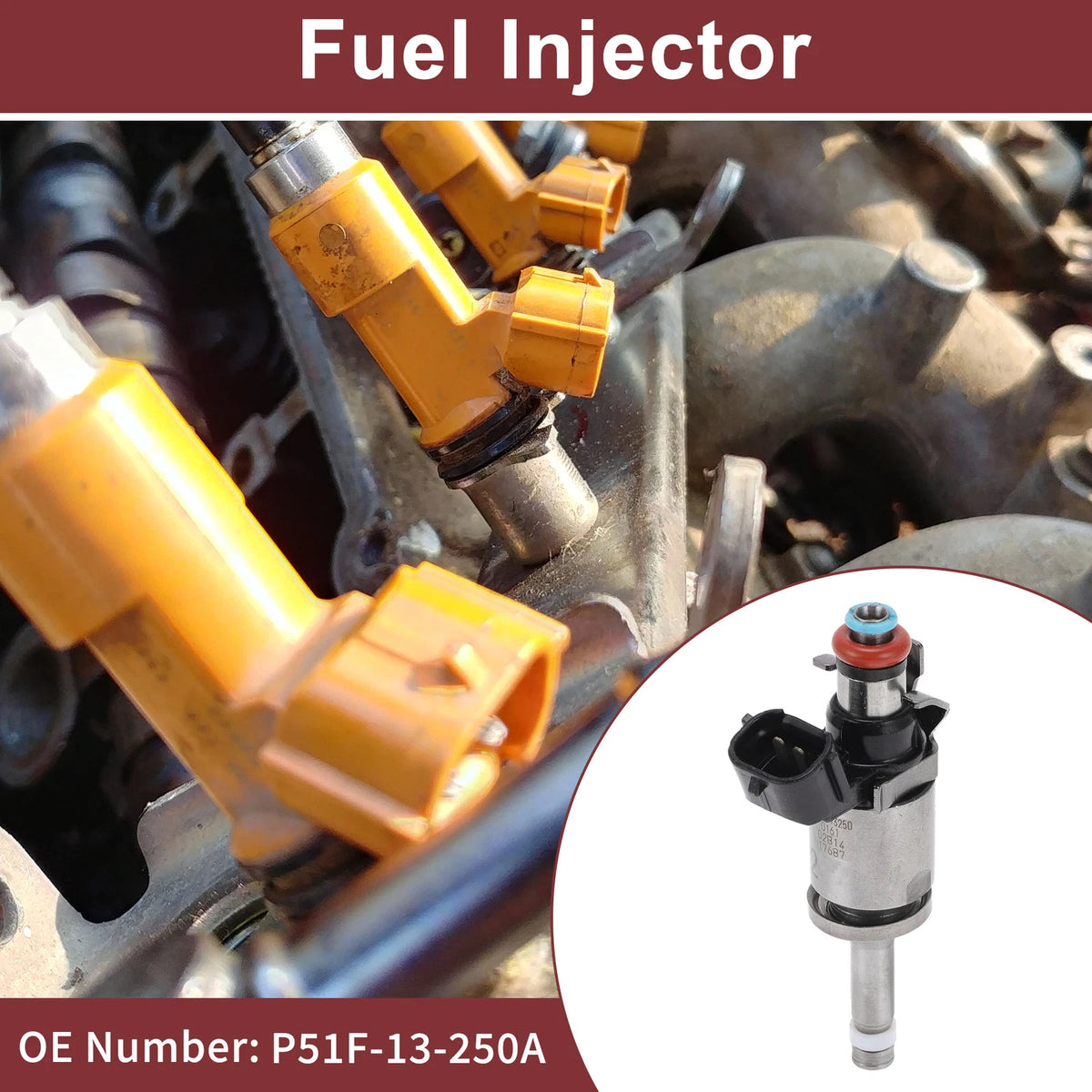 Fuel Injector for Mazda GDI (P51F-13-250A) 1 Pc Black
