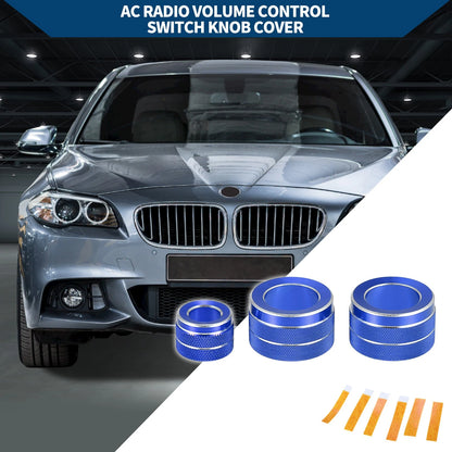 AC Radio Volume Control Switch Knob Cover Ring for BMW F10 (2011 - 2016) Blue 3 Pcs