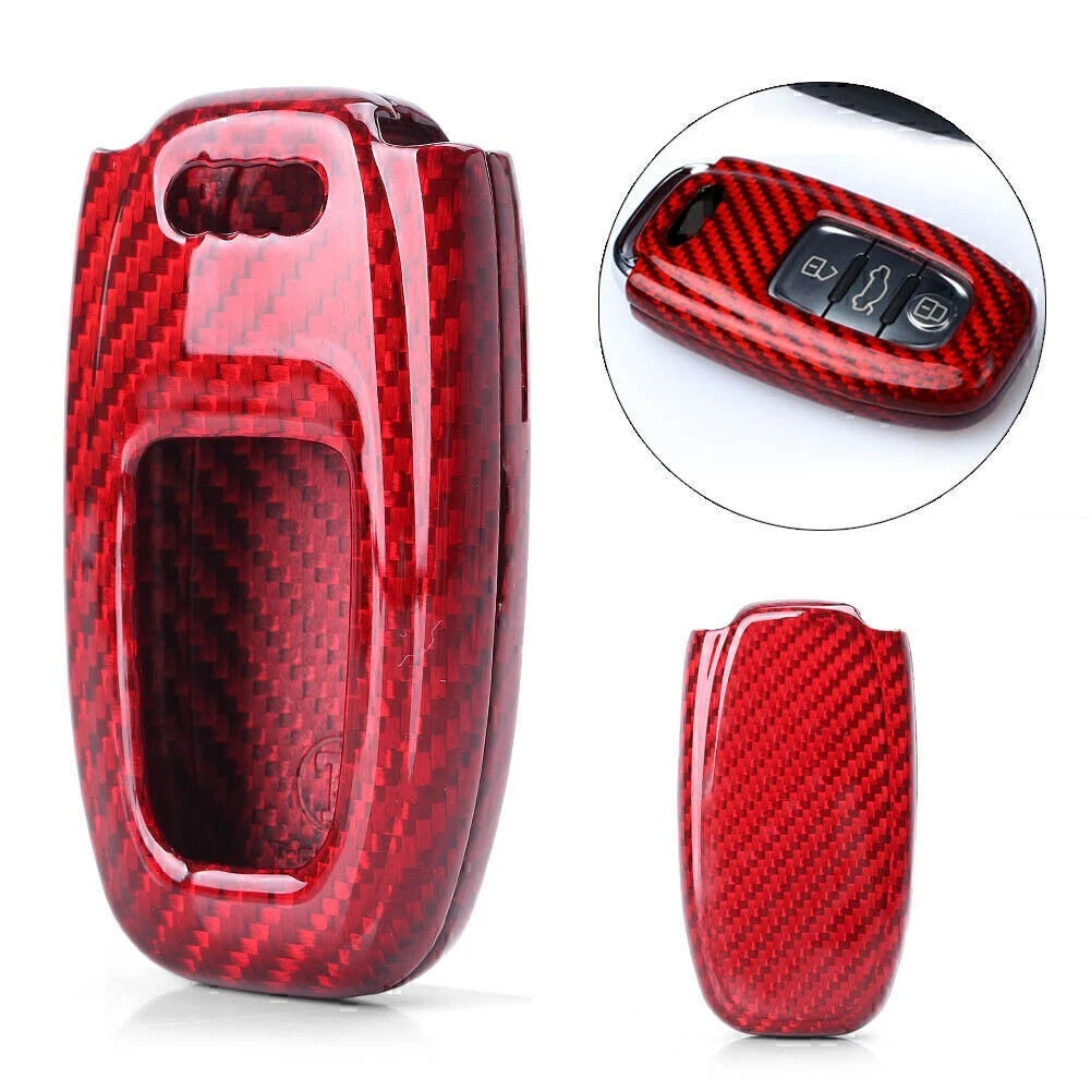 Carbon Fiber Remote Key Fob Cover Case for Audi A3 A4 A5 A6 A7 A8