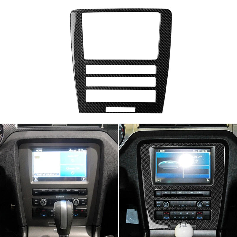 Carbon Fiber Car Stereo Touch Screen Cover Trim Fit For Ford Mustang 2009-2013