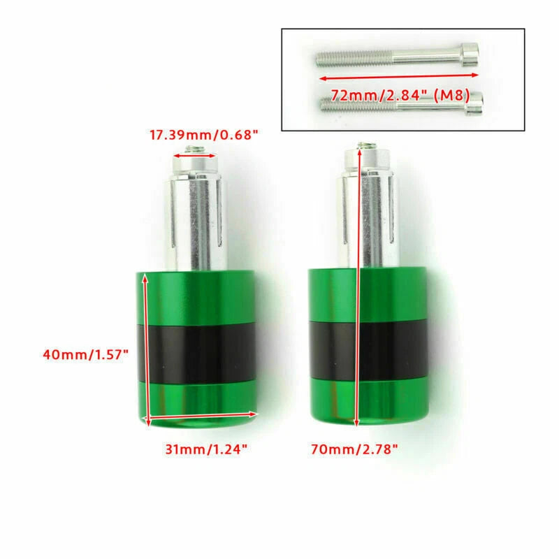 22mm Aluminum Green Motorcycle Handlebar Weights for F2