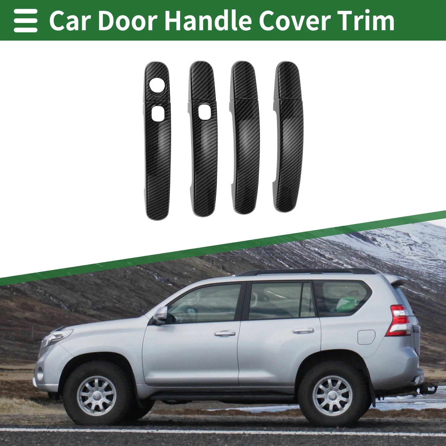 Smart Car Door Handle Cover Trim for Ford Focus 2012-2018 Carbon Fiber Black