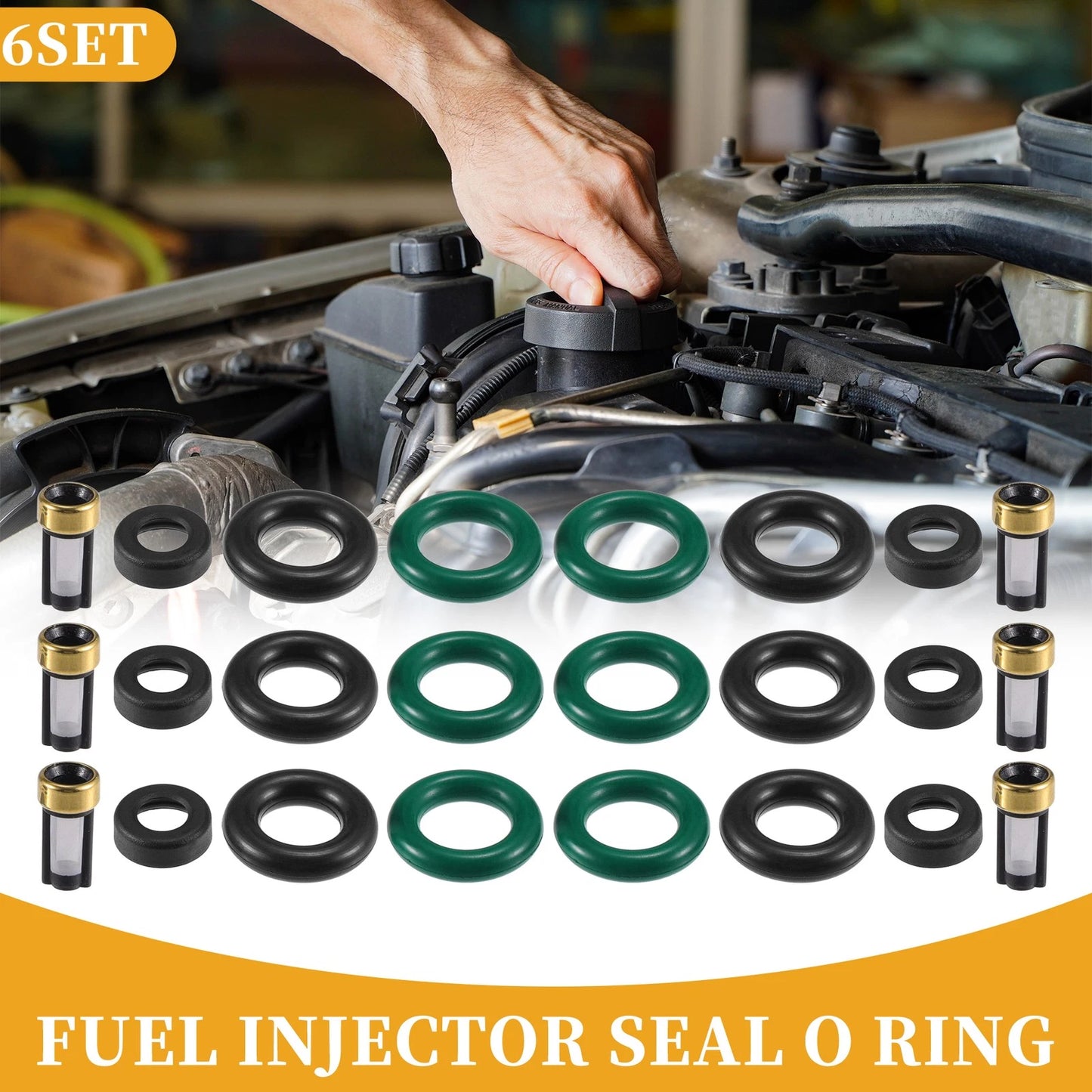 Fuel Injector Seal O Rings 6 x for Honda Accord (2008-2017)