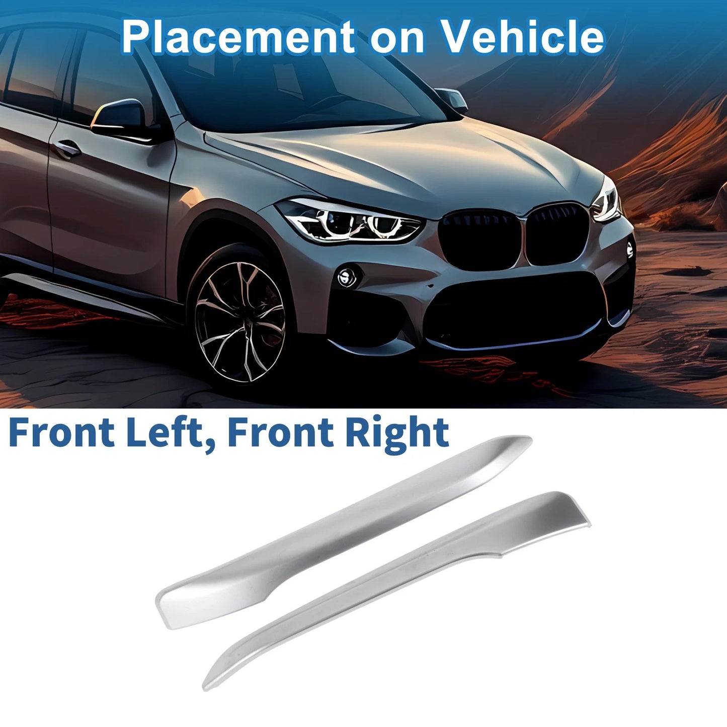 2 x Car Front Left & Right Headlight Trim Bezels for BMW X1 (2016-2019)