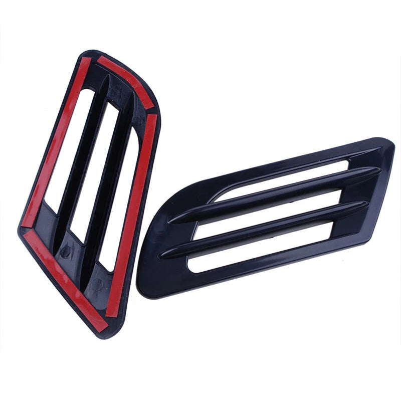 2 x Black Car Bonnet Air Flow Intake Side Fender Vent Moulding Decals