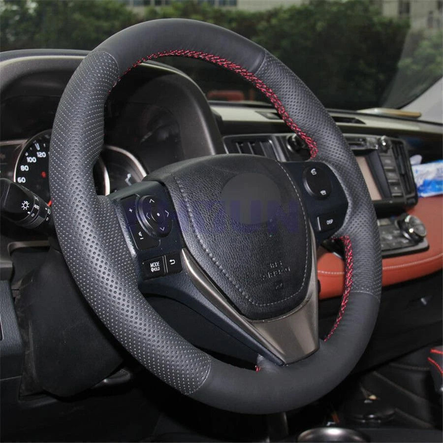 Hand Sewing Steering Wheel Cover for Toyota RAV4, Corolla (2013-2018)