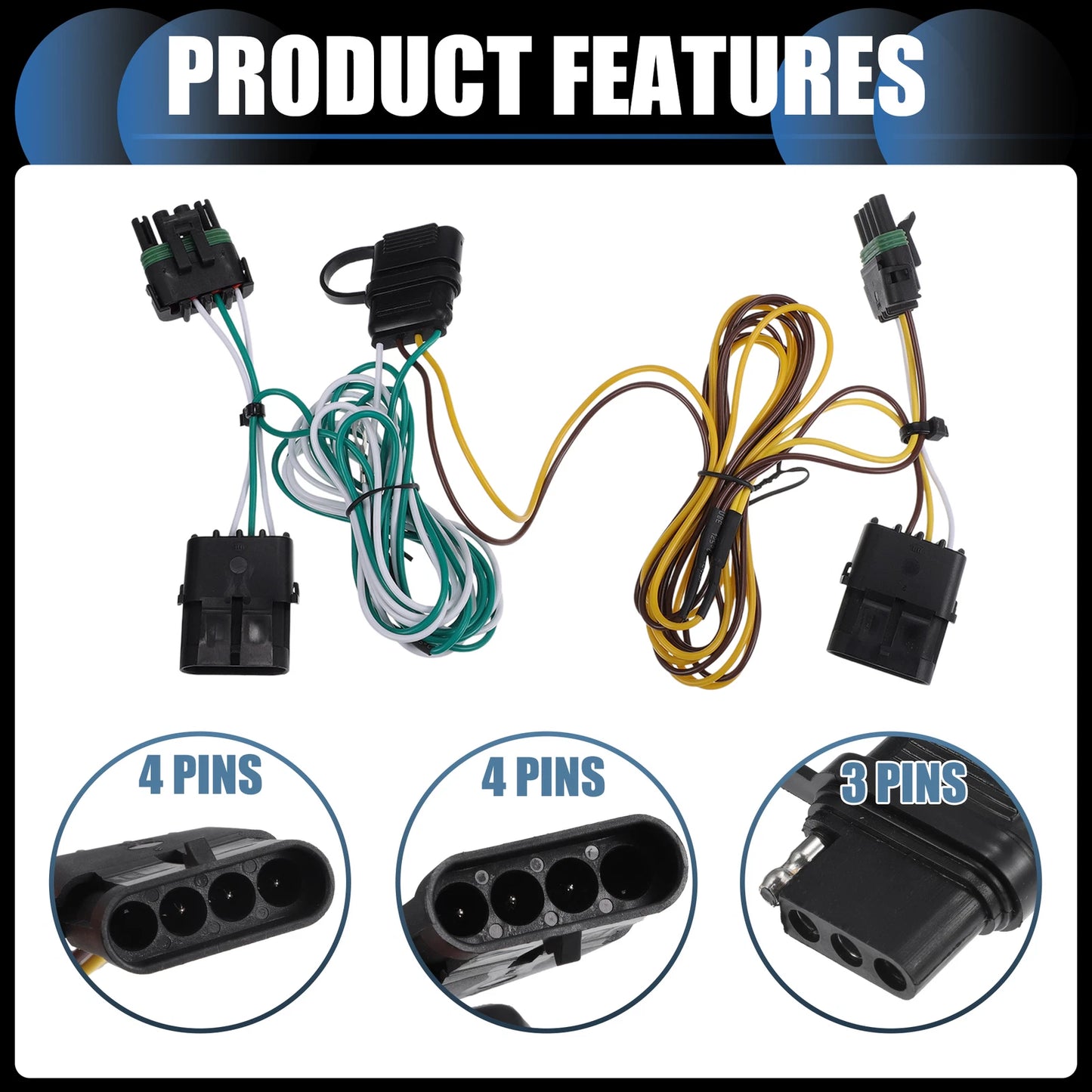 4-Pin Trailer Wiring Harness Kit for Jeep Wrangler (1991-1997)