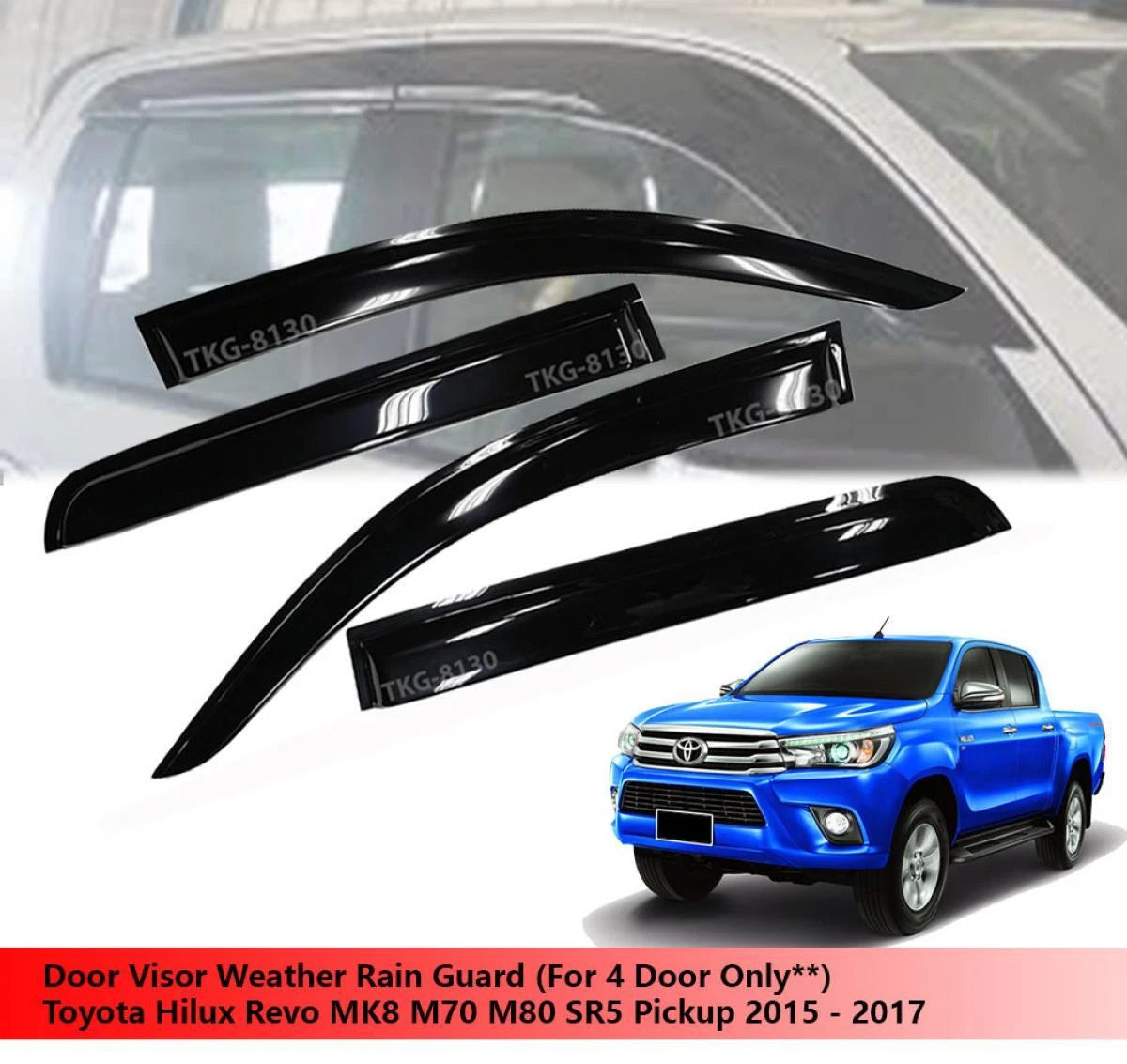 4 Door Wind Shield Air Guard for Toyota Hilux 1kdM70 M80 (2015-2018)