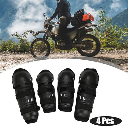 4pcs Roundhead Knee Elbow Pads for Motorcycle with Adjustable Strap Black