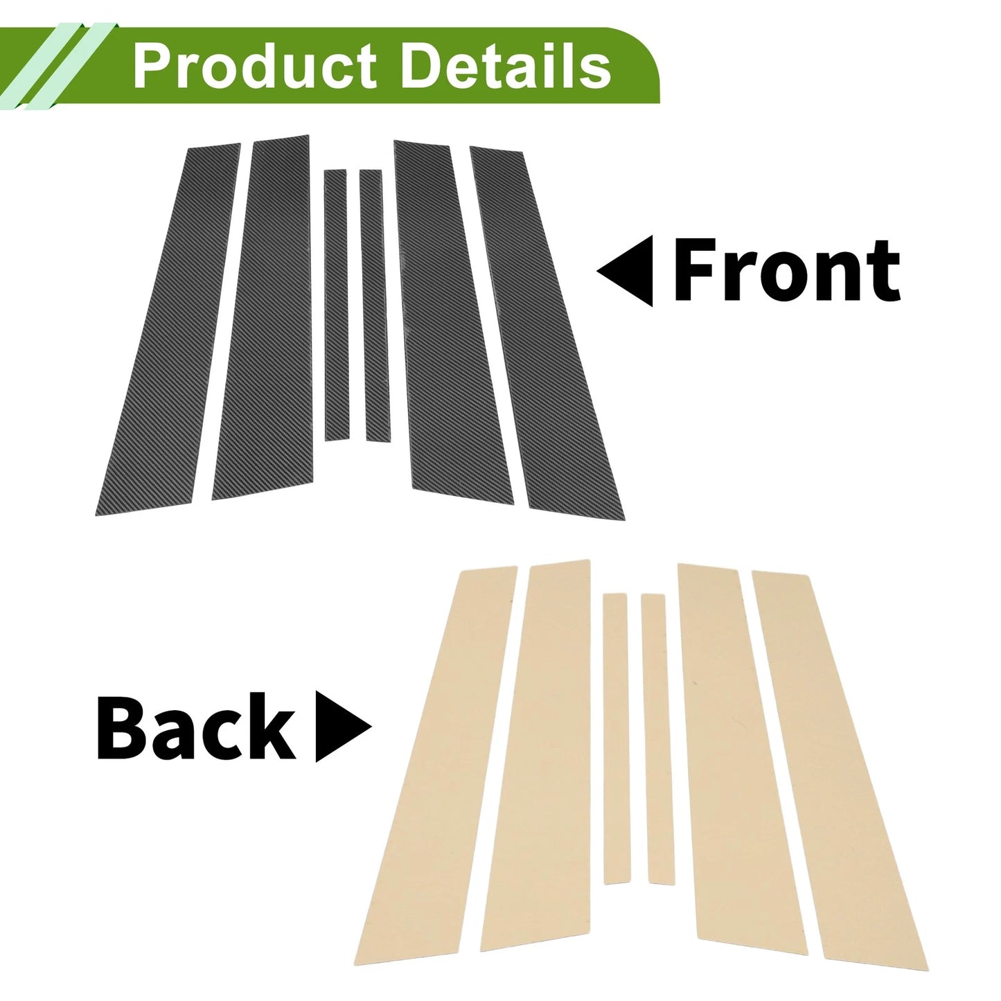 6 Pcs Door Pillar Window Trim for BMW 3-Series (2006-2011) Carbon Fiber Black