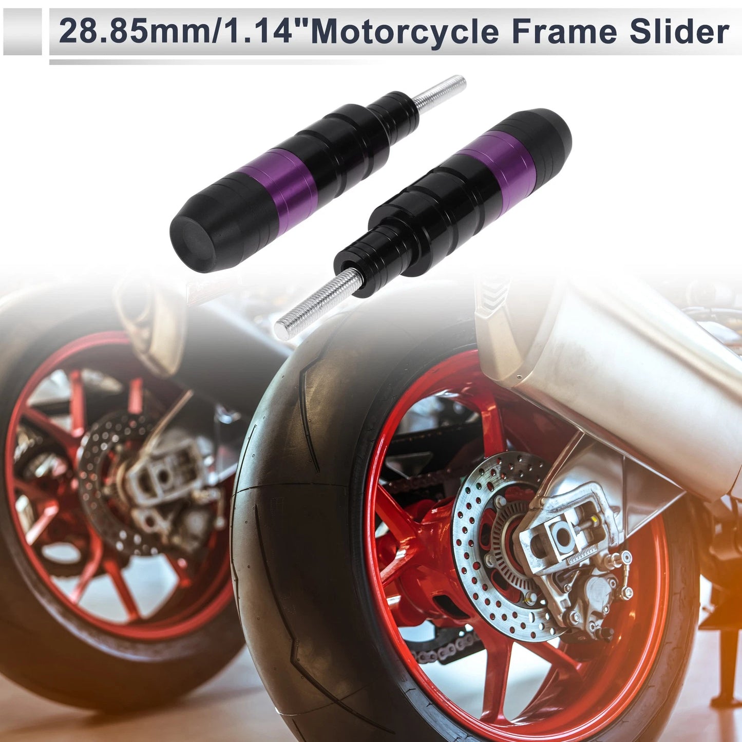 2 x 0.73" Aluminum Alloy Motorcycle Slider Frame Purple for Motorcycle