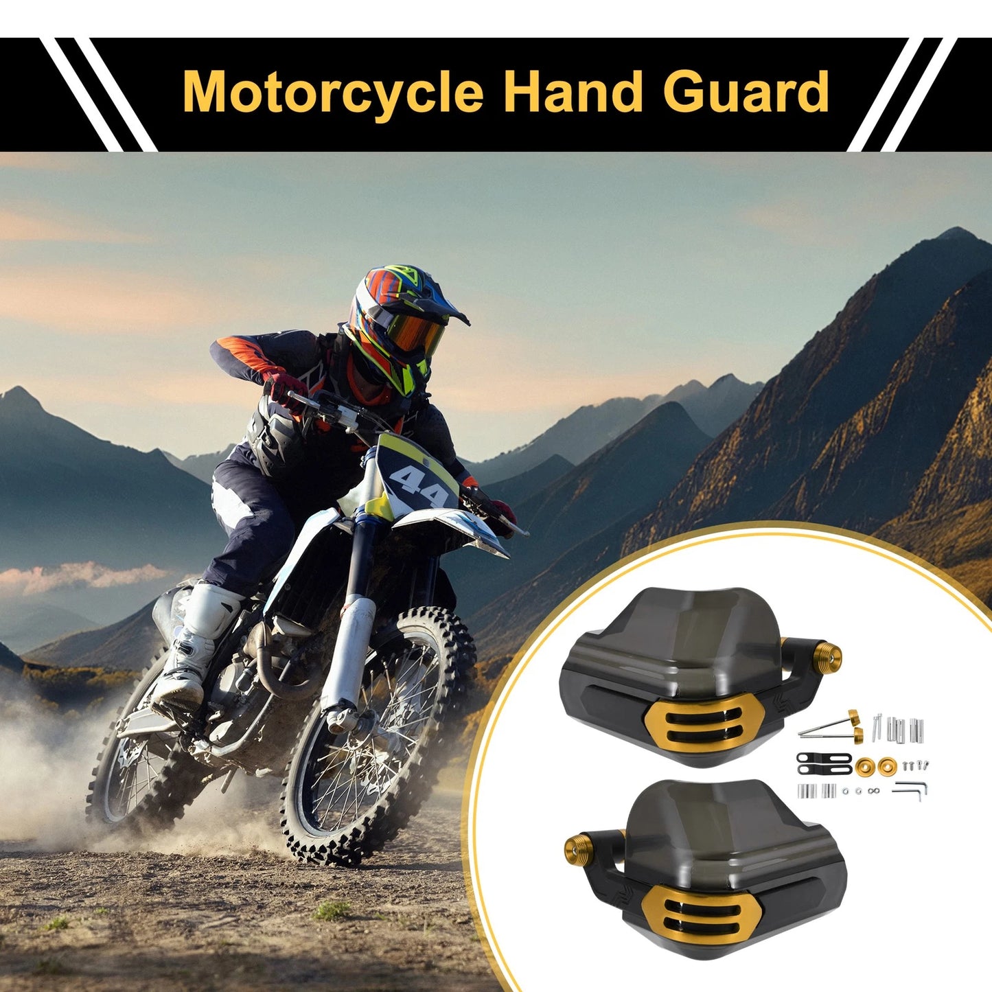 Set Universal Hand Guard Knuckle Protector Gold Tone PC for Motorcycles
