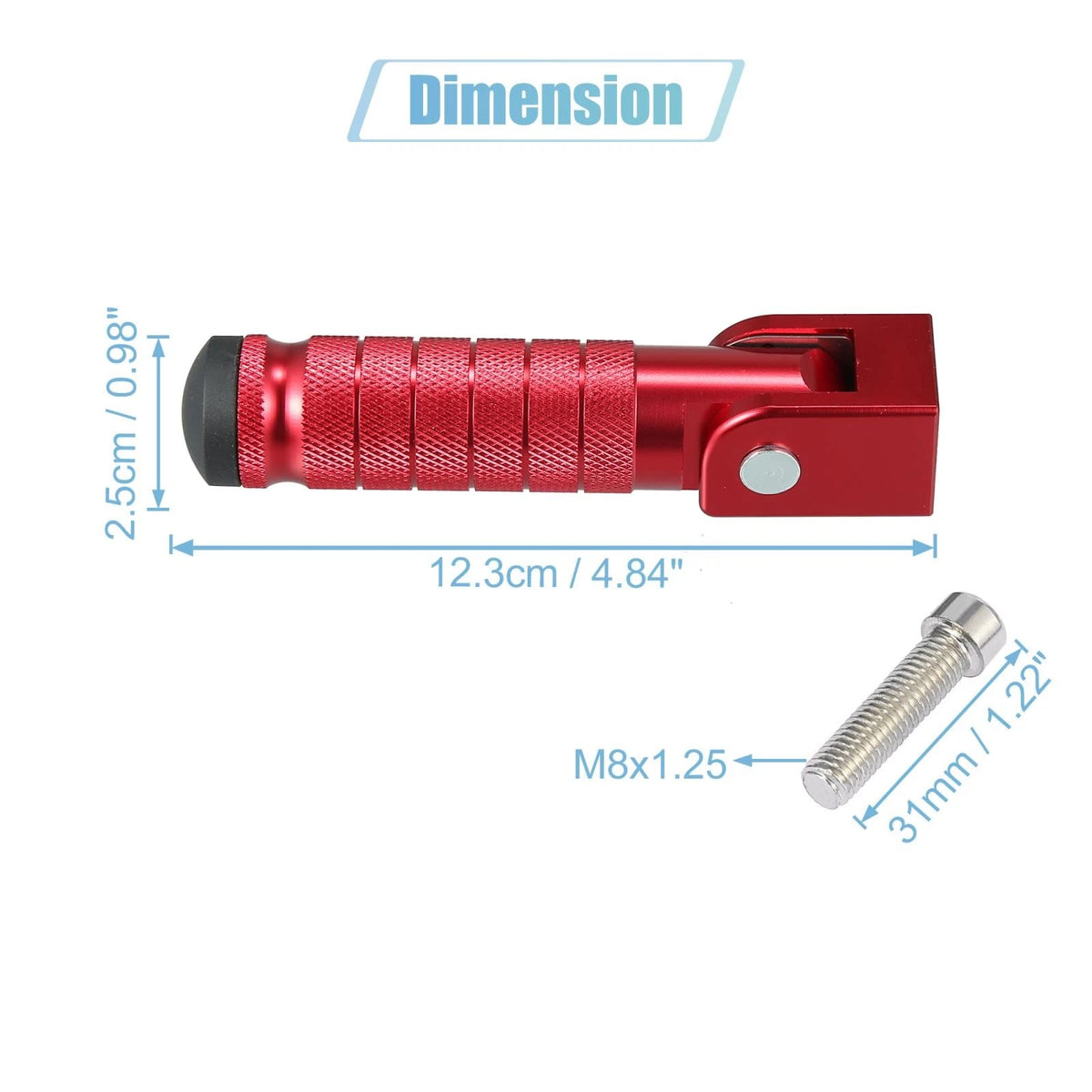 Pair 7mm Aluminum Alloy Rearset Fold Footrest Footpeg Red for Motorcycle