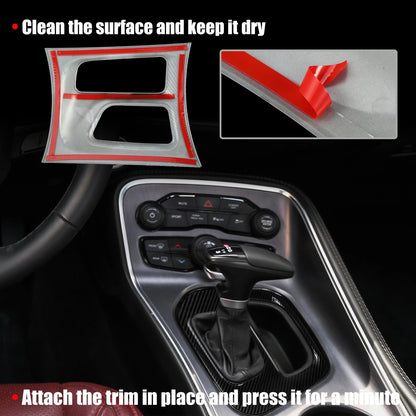 1 Pc Carbon Fiber Black Central Gear Shift Panel Trim for Dodge