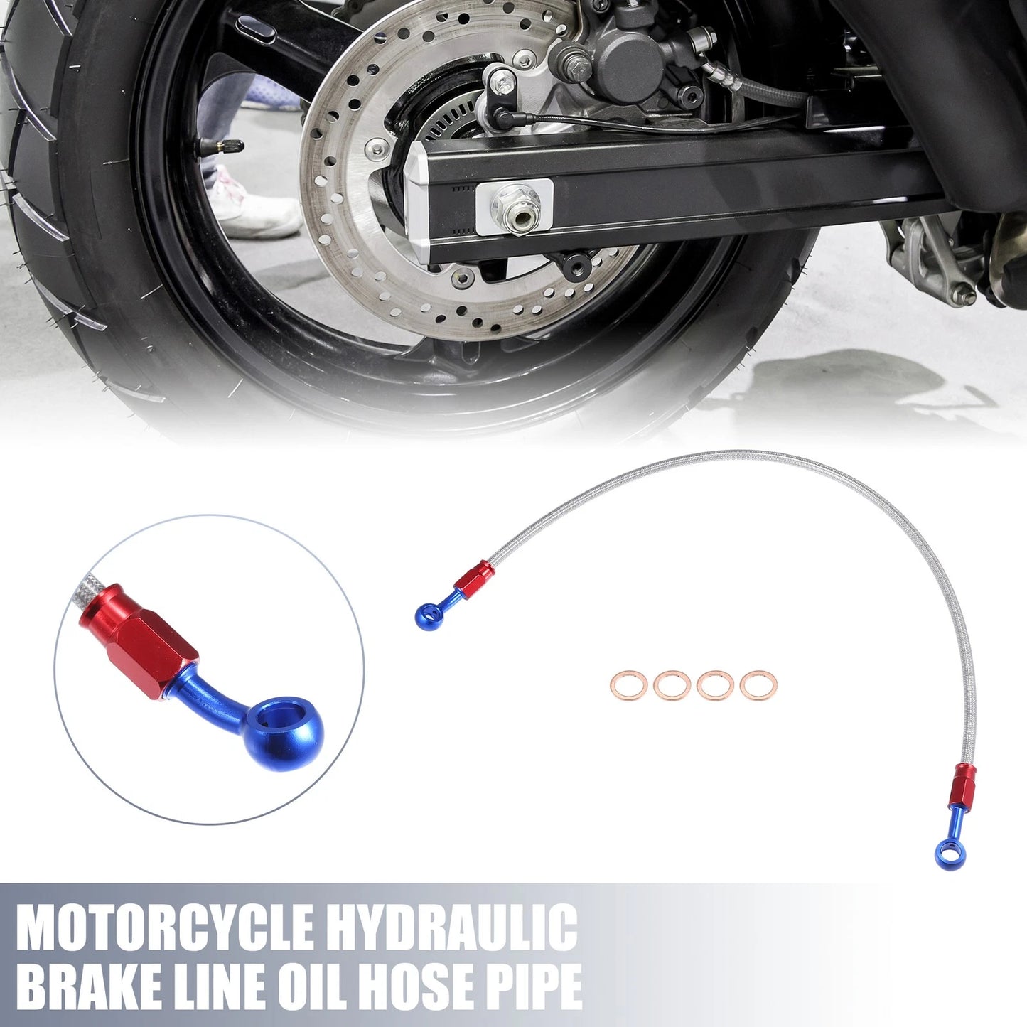 Set 60cm 23.62in 10mm ID Hydraulic Brake Line Silver Tone for Motorcycle