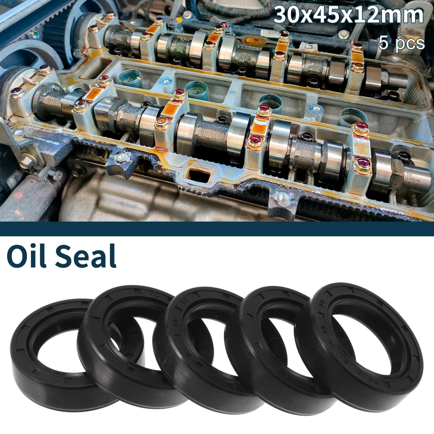 Oil Seal 30x45x12mm NBR Rubber Black 5Pcs for Make Model
