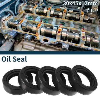 Oil Seal 30x45x12mm NBR Rubber Black 5Pcs for Make Model