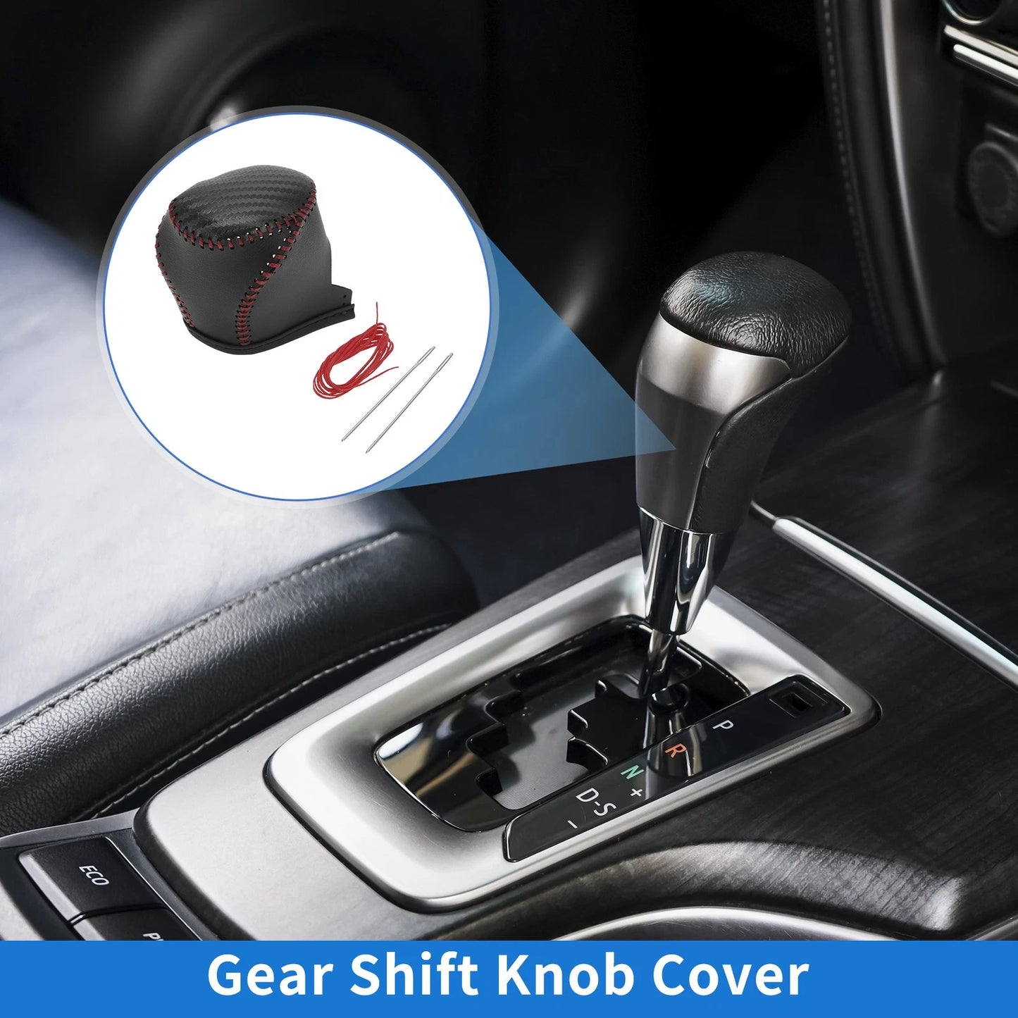 Car Gear Shift Knob Cover  for Toyota CH-R (2017-2021) Black Carbon Fiber Red