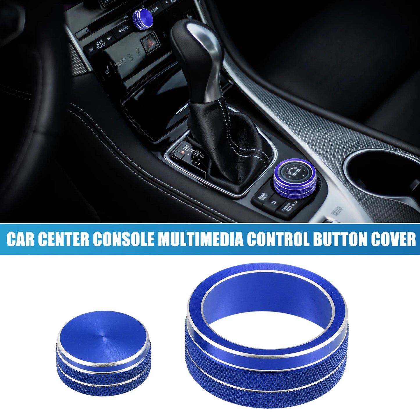 Center Console Multimedia Button Cover for Infiniti Q50 Blue