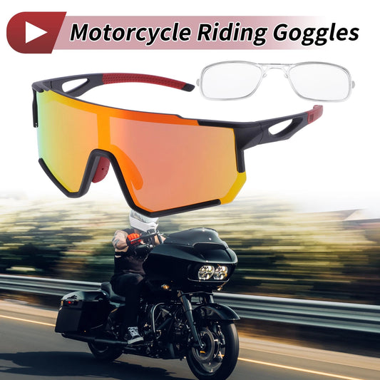 Goggles / Motorcycle Riding Goggles Red Lens Black Frame PC Sunglasses