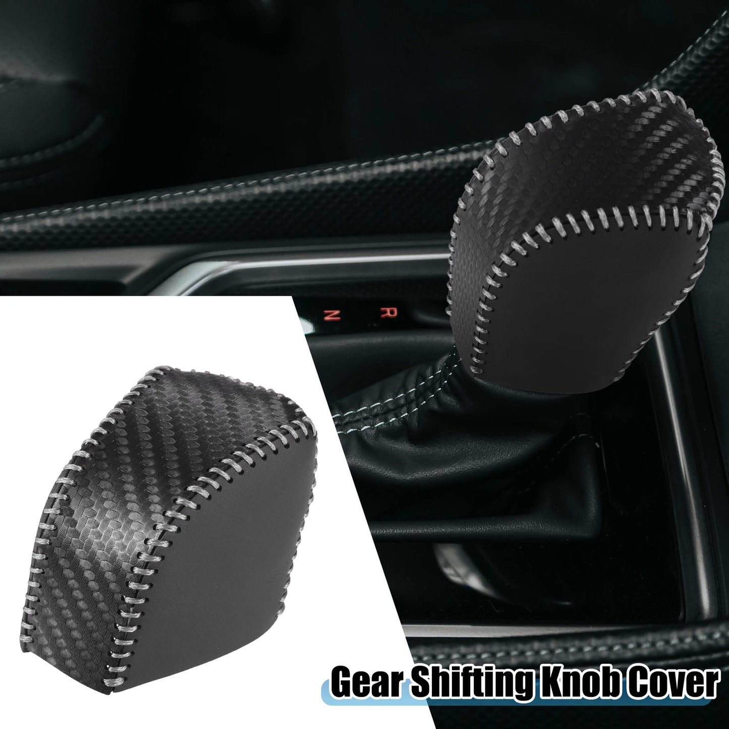 Auto Gear Shifting Knob Cover for Lexus NX250 2022-2023 Black Gray Stitching
