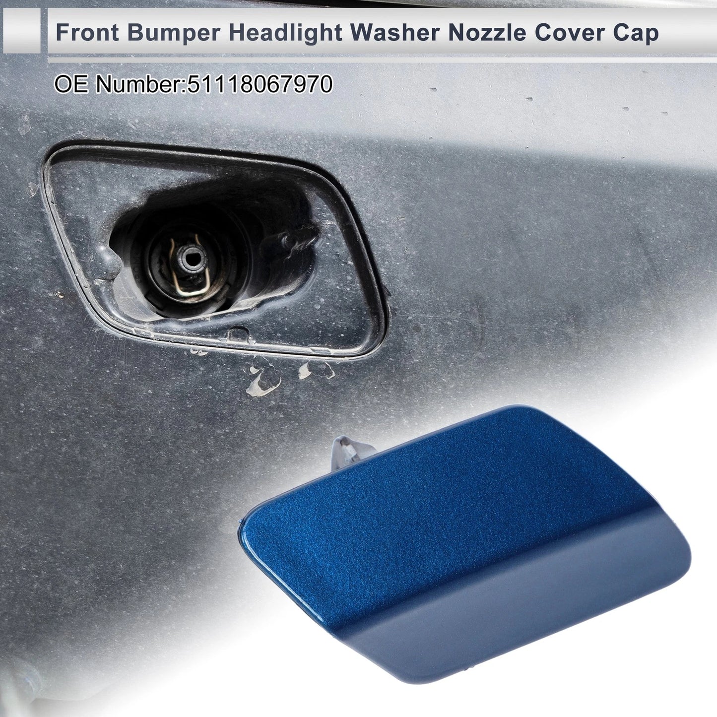 Bumper Headlight Washer Nozzle Cover Cap for BMW 320i (2006-2013) Blue