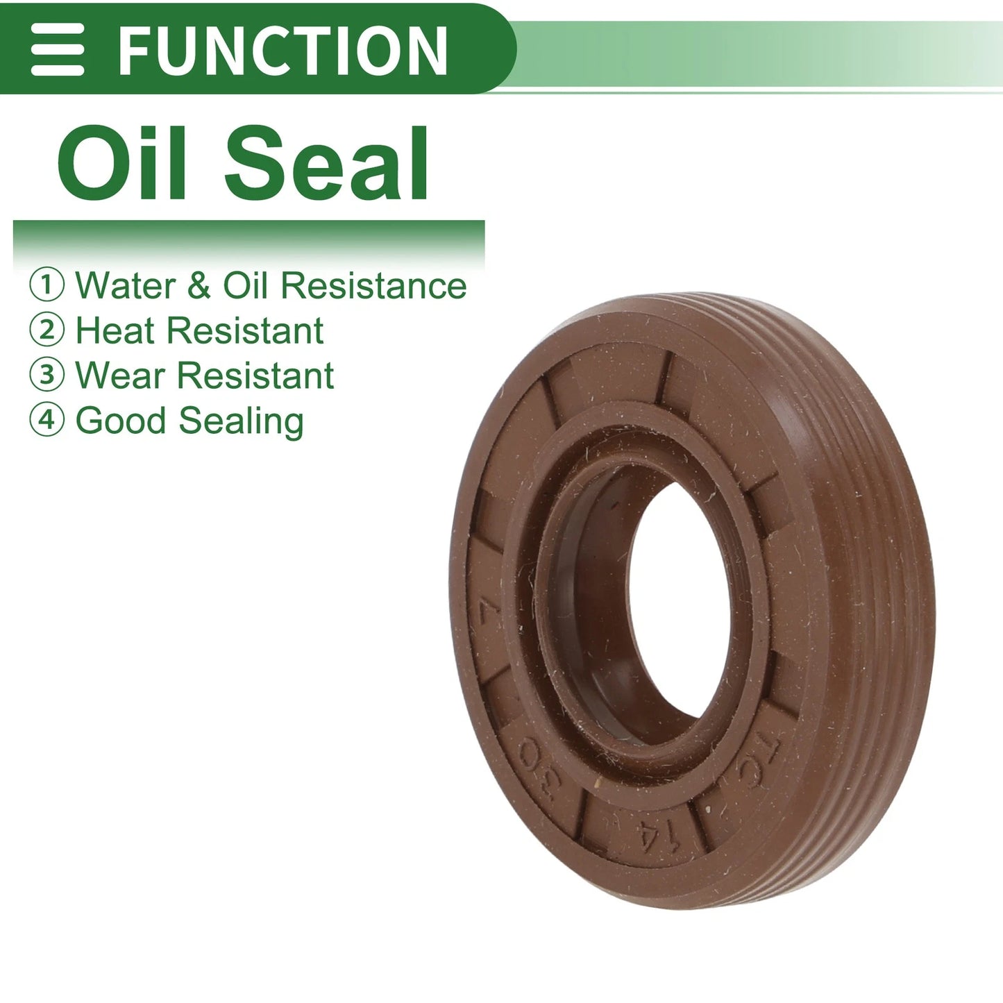 Oil Seal FKM Rubber 14x30x7mm High-Pressure Brown 5 Pcs for Make Model