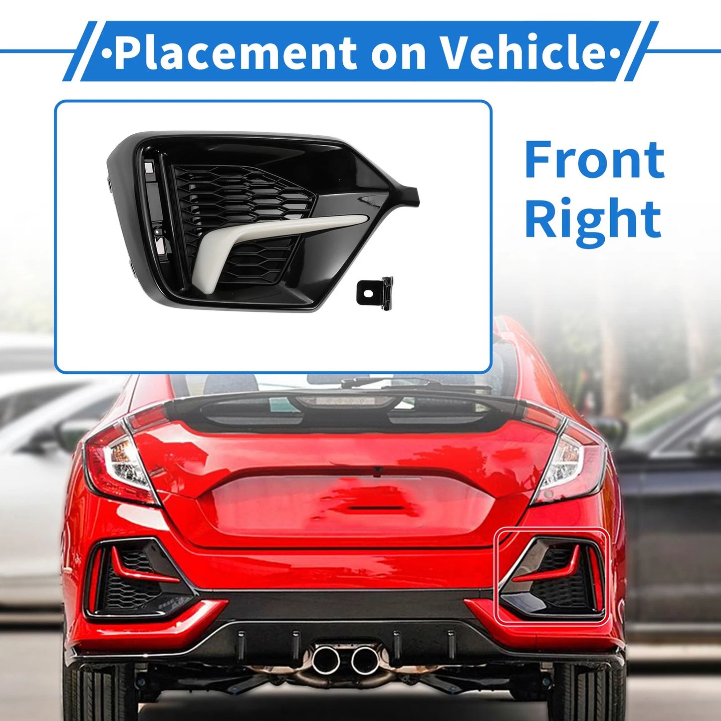 Rear Right Fog Light Grill for Honda Civic Hatchback (2020-2021)