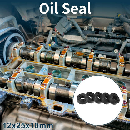 Oil Seal / 12x25x10mm / NBR Black Rotary Shaft Seal 5Pcs for Make Model