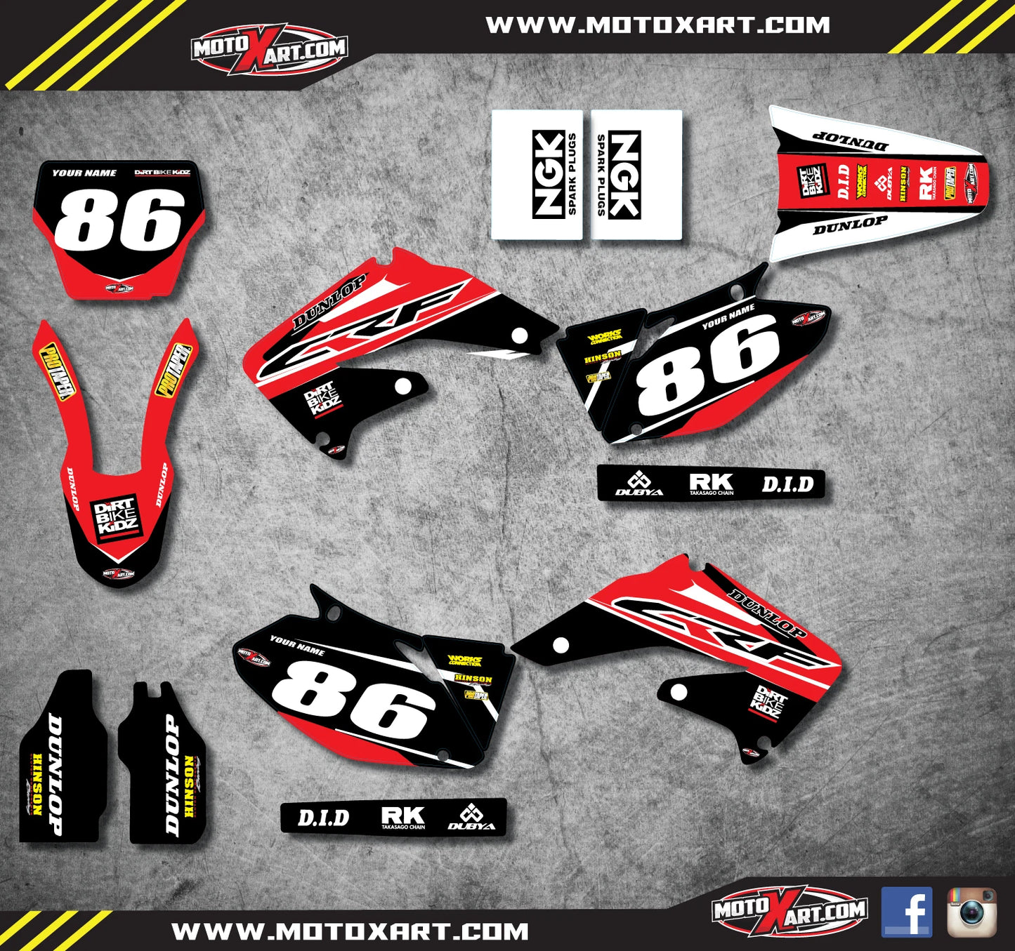 Full Custom Graphic Kit for Honda CRF 450 (2002-2004) - PYRO Style