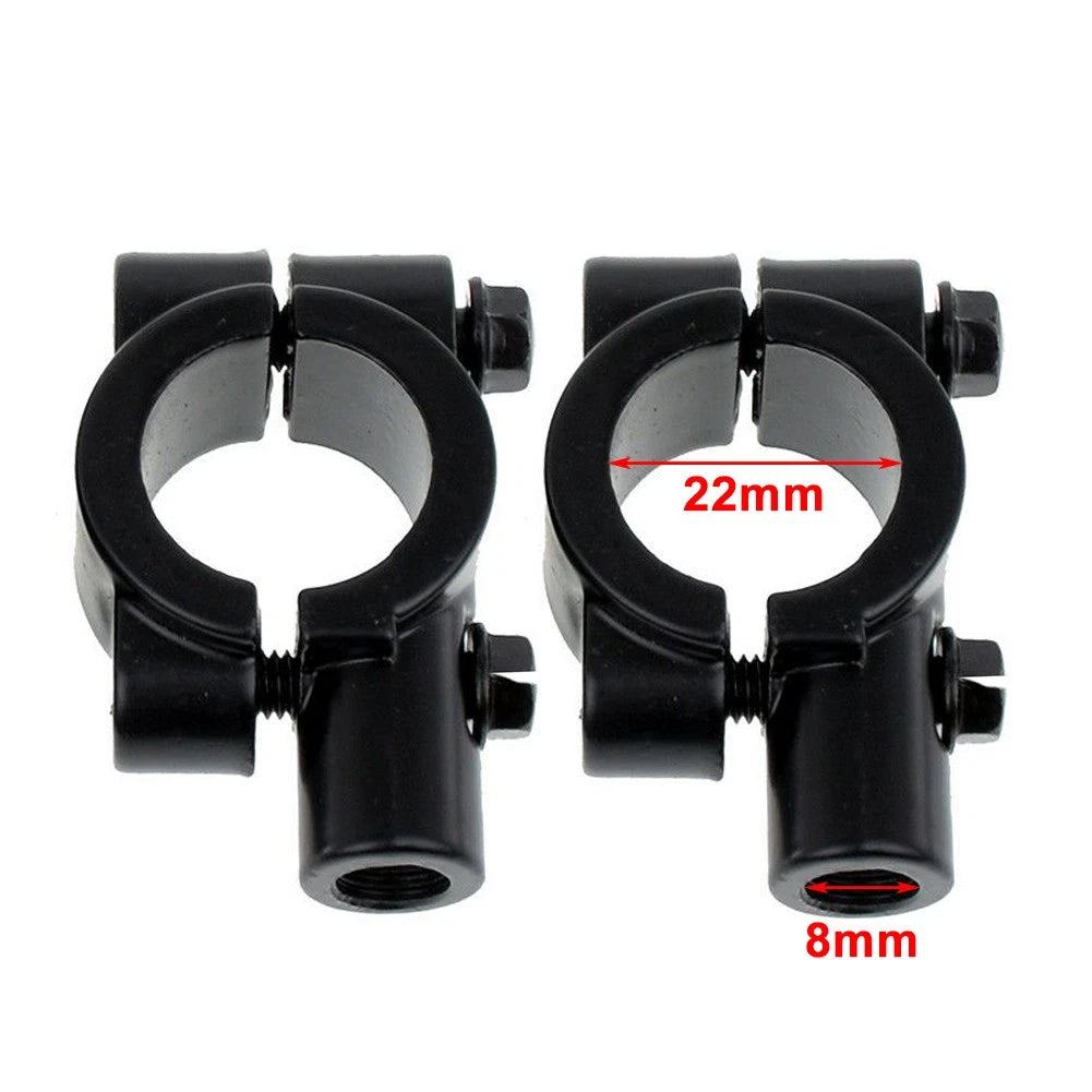 22MM M8 Handlebar Mirror Mount Holder Clamp for Motorcycle Black