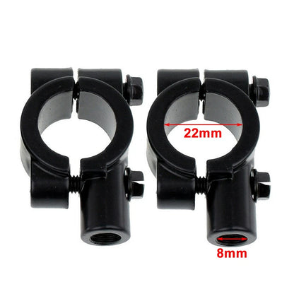 22MM M8 Handlebar Mirror Mount Holder Clamp for Motorcycle Black