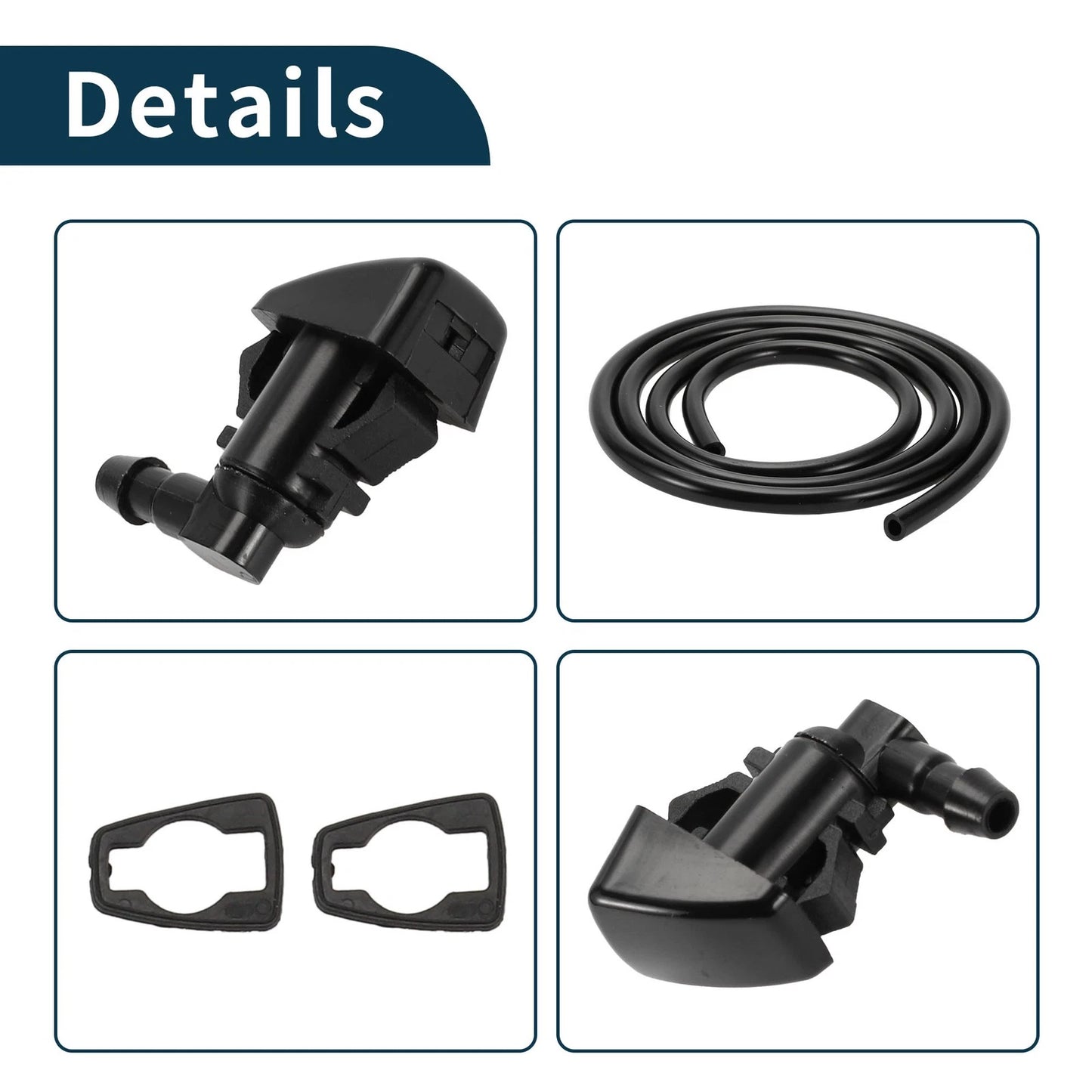 Windshield Washer Nozzle & Gasket, Fluid Hose for Jeep (2011-2018)