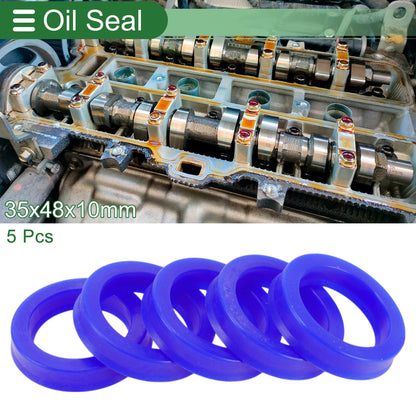 Oil Seal 35x48x10mm TPU Rotary Shaft Seal Blue 5 Pcs